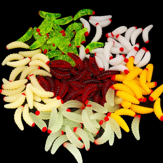 100pcs Red Headed Bread Worm Suite Fake Bait by bashfashion