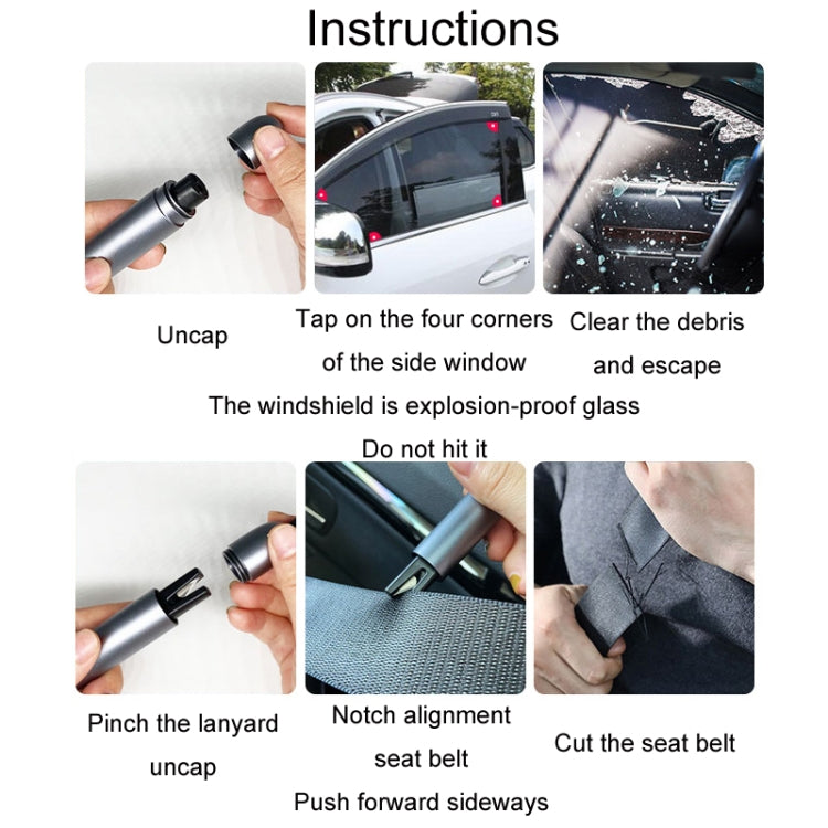 Vehicle-Mounted Multifunctional Broken Window Escape Safety Hammer(Silver) by bashfashion