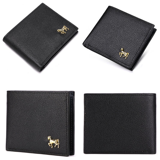 Men Horizontal Wallet Multifunctional Business Tri-fold Card Holder(Black) by bashfashion