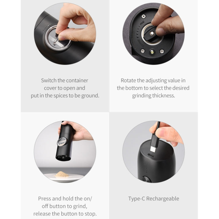 Electric Automatic Salt And Pepper Grinder Set With Charging Base, Model: D2 KYMQ-7C by bashfashion