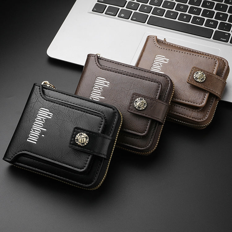 DEABOLAR Men Wallet Horizontal Zipper Retro Coin Purse Card Holder(Light Coffee) by DEABOLAR