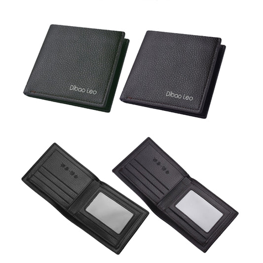 DEABOLAR Men PU Leather Short Wallet Zipper Coin Purse Card Holder(Black Horizontal) by DEABOLAR