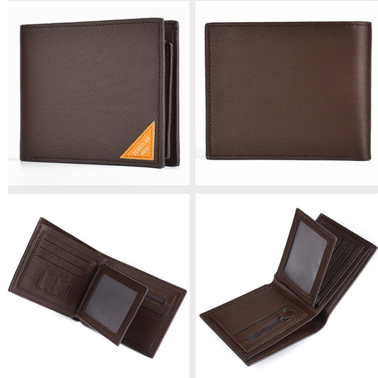 DEABOLAR Men Short Wallet Cross Pattern Tri-Fold Zipper Coin Purse Driver License Card Holder(Coffee) by DEABOLAR