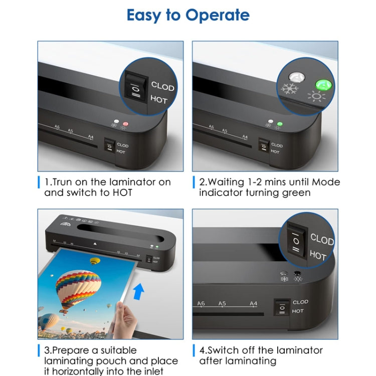 FN333 A4 Photo Laminating Machine With Hot And Cold Mode, Size: Set 4(US Plug) by bashfashion