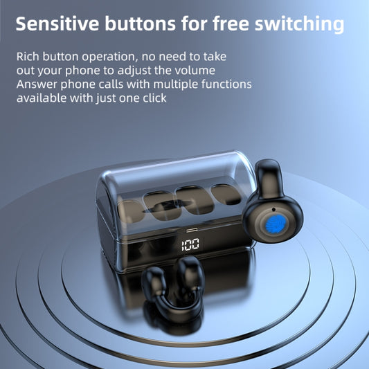 Ear Clip Type Sound Conduction Concept Bluetooth Earphone With Digital Display Charging Compartment(Black) by bashfashion