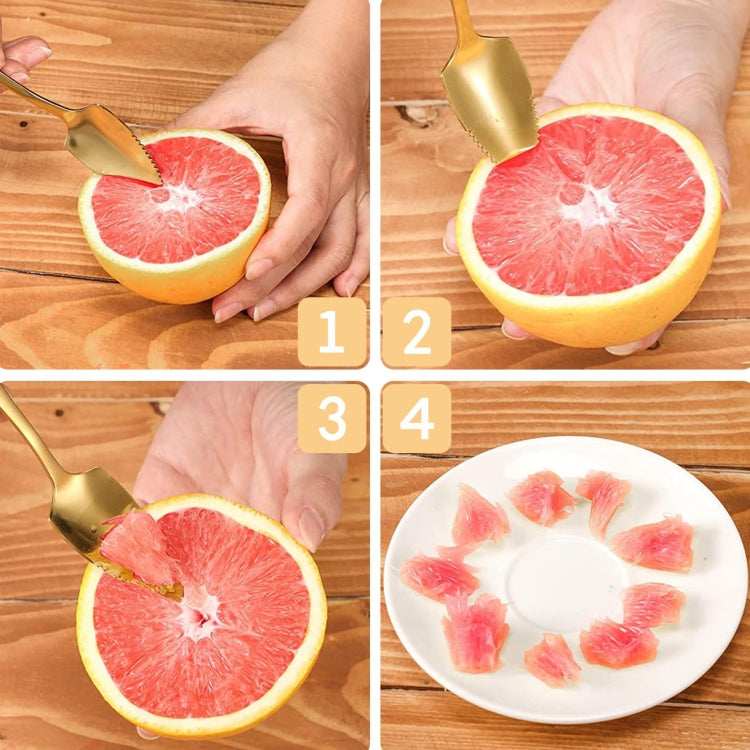 Stainless Steel Scraper Spoon Fruit Grapefruit Spoon Baby Digging Ball Spoon, Color: Gold by bashfashion