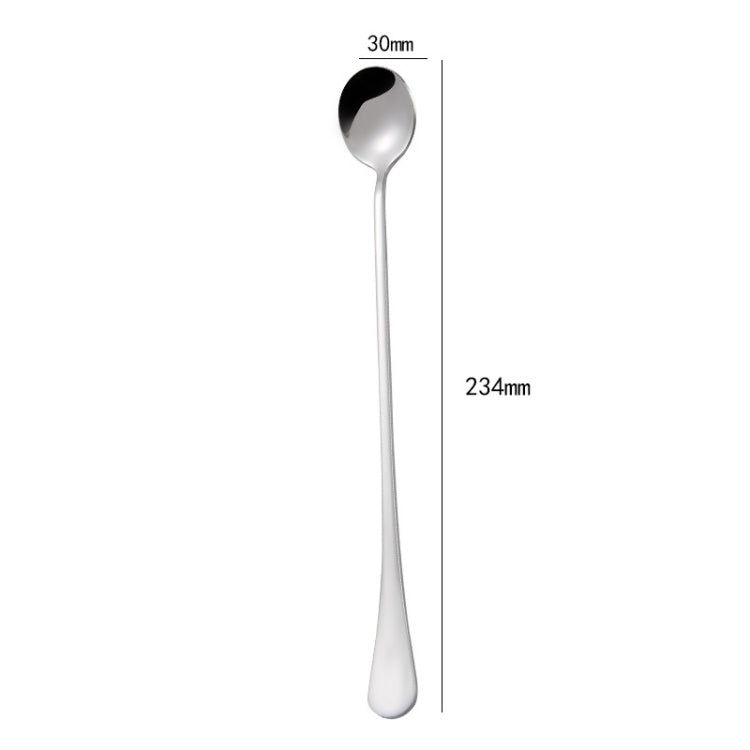 304 Stainless Steel Long Handle Thickened Round Spoon Coffee Ice Drink Mixing Spoon, Color: Titanium Black by bashfashion