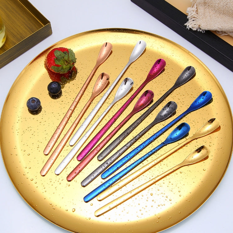 15cm 304 Stainless Steel Spoon Coffee Square Head Spoon Long Handle Mixing Spoon, Color: Blue by bashfashion