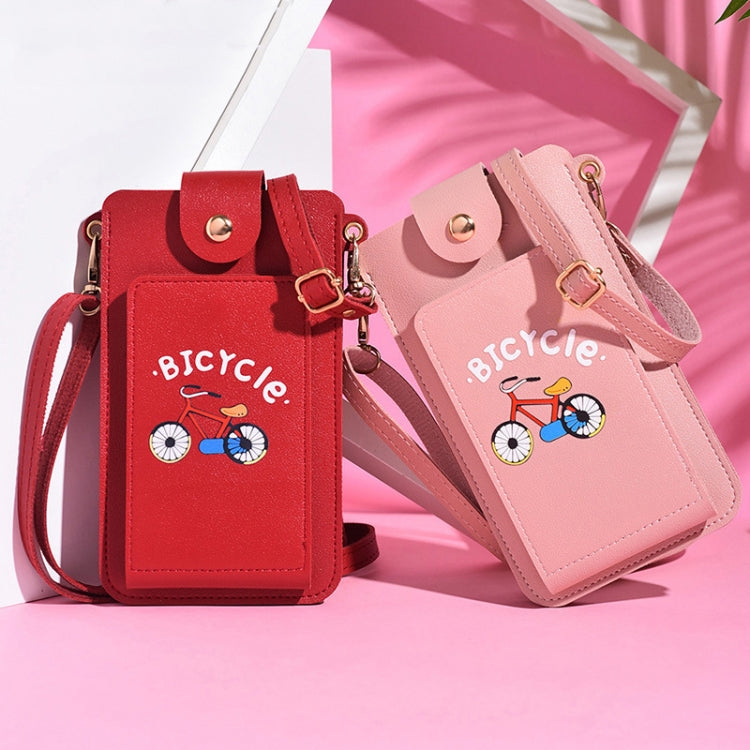 Ladies Mobile Phone Bag One Shoulder Messenger Mini Bag Printed Long Card Holder Wallet(Red) by bashfashion