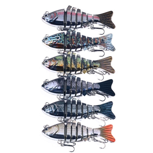 HENGJIA 10cm 24g Bionic Multi-Section Fish Bait Plastic Electroplating Fake Bait(5) by HENGJIA