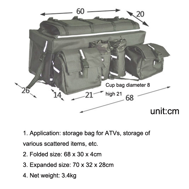 ATV Bag Quad Bike Go Kart Bag Snowmobile Mountain Bike Bag, Color: Army Green by bashfashion