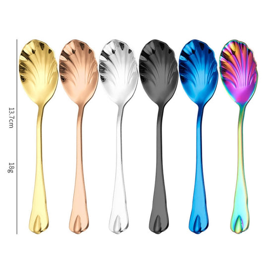 Stainless Steel Water Droplet Shell Spoon Ice Cream Spoon Coffee Mixing Spoon, Color: Gold by bashfashion