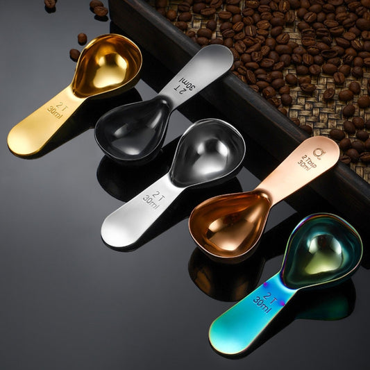 30ml 304 Stainless Steel Thickened Coffee Spoon With Scale Measuring Bean Spoon, Color: Black by bashfashion