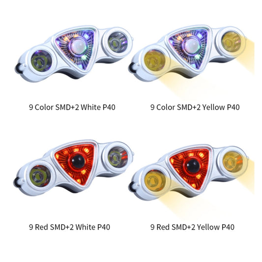 9+2 LED Bicycle Tail Light Rechargeable MTB Road Bike Headlight Warning Light(Color Light+White Light) by bashfashion