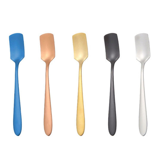 304 Stainless Steel Square Head Spoon Cake Dessert Coffee Small Spoon, Color: Titanium Black by bashfashion