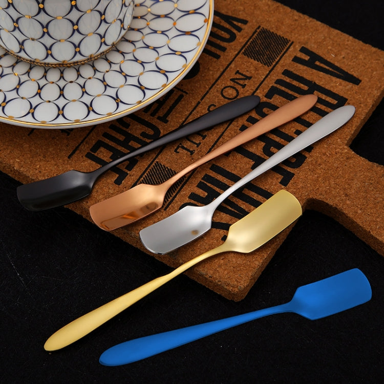 304 Stainless Steel Square Head Spoon Cake Dessert Coffee Small Spoon, Color: Blue by bashfashion