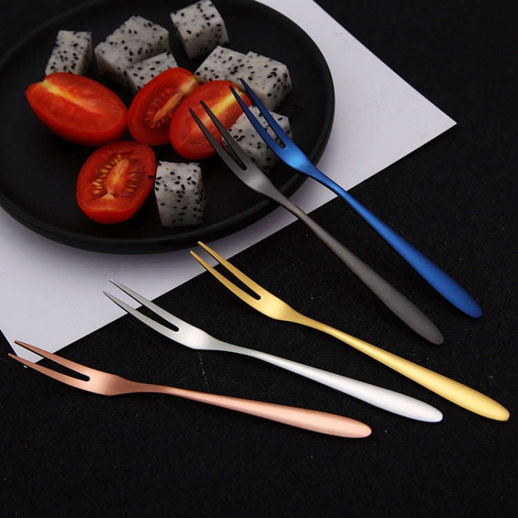 2pcs 304 Stainless Steel Fruit Cake Fork Plating Titanium Tableware, Color: Stainless Steel Color by bashfashion