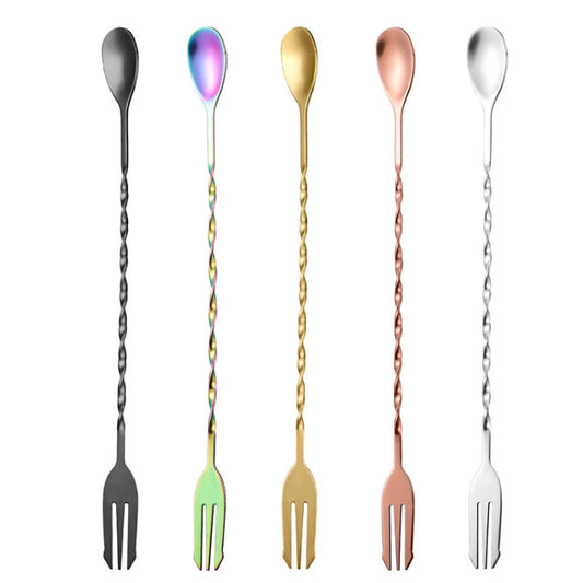 Large 410 Stainless Steel Double Head Spoon Thread Cocktail Mixing Spoon, Color: Rose Gold by bashfashion