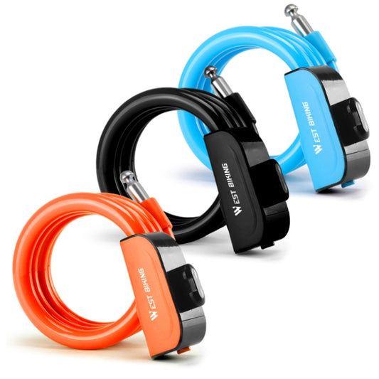 WEST BIKING 1.2m Bicycle Lock PVC Steel Cable Anti-theft Waterproof Cycling Lock(Blue) by WEST BIKING