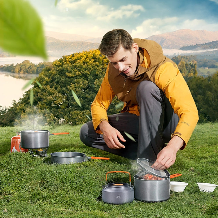 Hewolf HW-K1779 4-5 People Outdoor Aluminum Stove Portable Storage Camping Set(Gray) by Hewolf