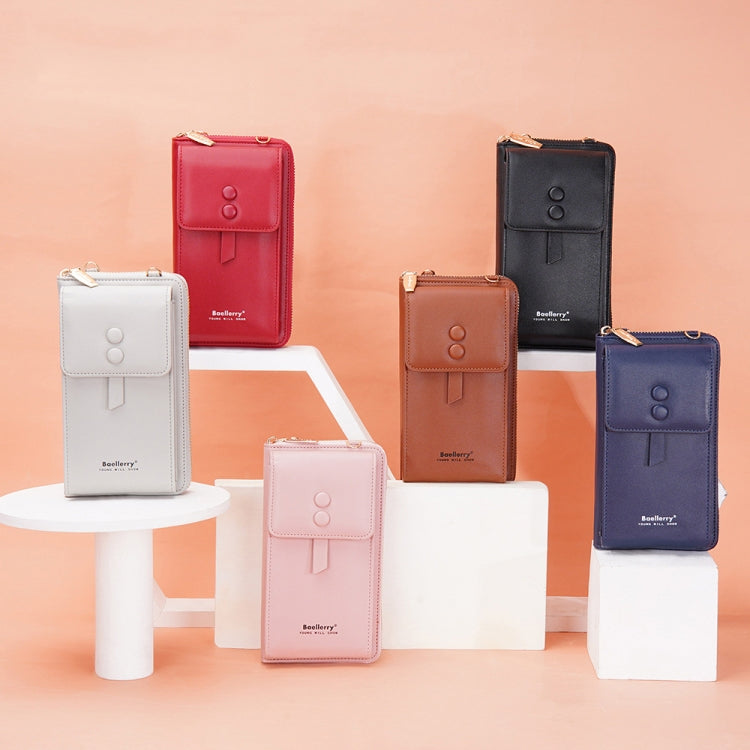 Baellerry Multifunctional Adjustable Crossbody Phone Bag Large Capacity Multi-card Slot Single-shoulder Bag(Claret) by Baellerry