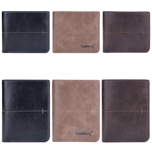 Baellerry Men Short Vintage Multi-Card Wallet Vertical Buckle Zip Wallet(Coffee Horizontal) by Baellerry