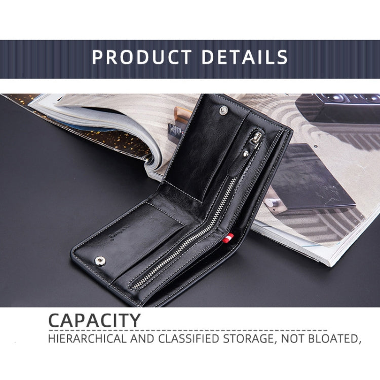 Baellerry Men Short Vintage Multi-Card Wallet Vertical Buckle Zip Wallet(Coffee Horizontal) by Baellerry