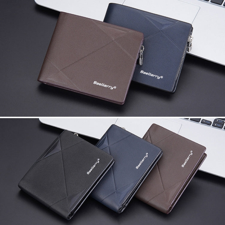 Baellerry Men Short Multi-Card Wallet Large Capacity Leather Zip Coin Purse(Blue) by Baellerry