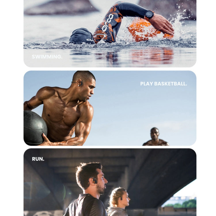 In-ear Waterproof Bone Conduction Earphone Magnetic Charging Swimming Sports Bluetooth Earphone(Blue) by bashfashion