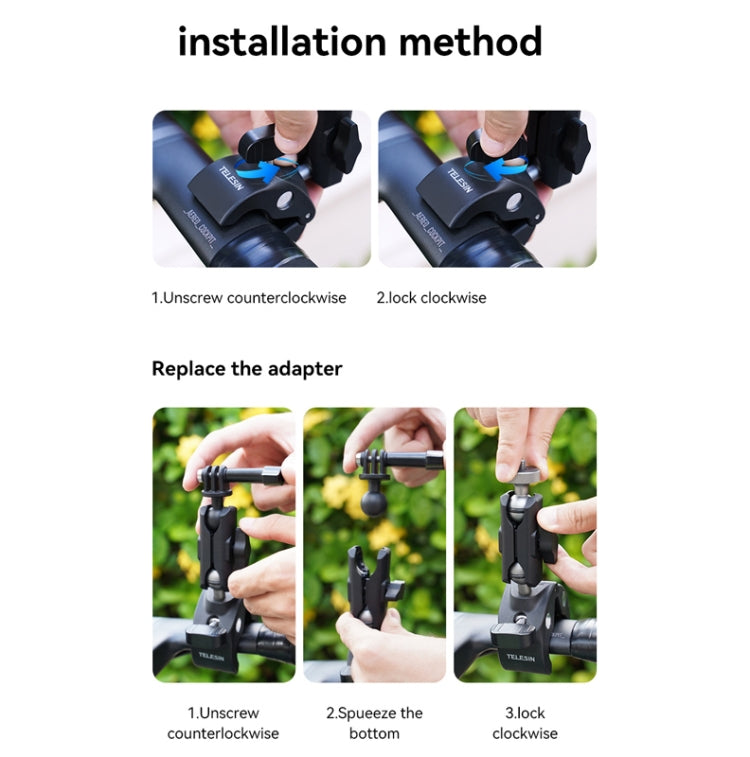 TELESIN Plastic Crab Claw Handlebar Tube Clamp For Sports Camera Mobile Phones by TELESIN