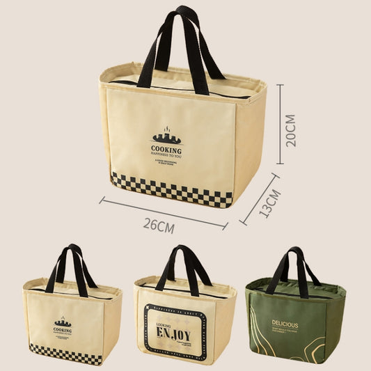 Portable Waterproof Insulation Bag Thickened Aluminum Foil Large Capacity Lunch Bag(Beige Lattice) by bashfashion