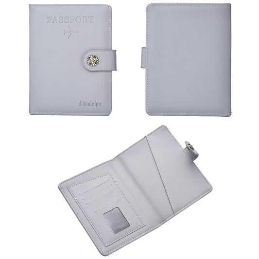 Dibaoleiou Buckle PU Leather ID Card Storage Bag Multifunctional Passport Case(Grey) by DEABOLAR