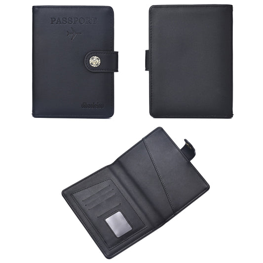 Dibaoleiou Buckle PU Leather ID Card Storage Bag Multifunctional Passport Case(Black) by DEABOLAR