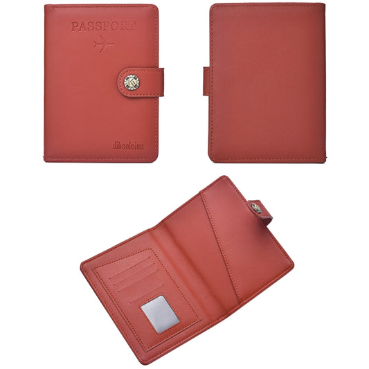 Dibaoleiou Buckle PU Leather ID Card Storage Bag Multifunctional Passport Case(Red) by DEABOLAR
