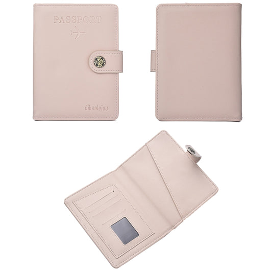 Dibaoleiou Buckle PU Leather ID Card Storage Bag Multifunctional Passport Case(Pink) by DEABOLAR