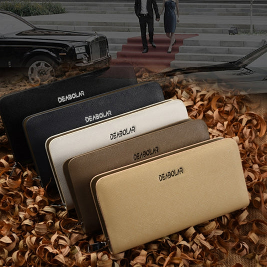 DEABOLAR Long Saffiano Leather Wallet Large Capacity Multi-compartment Zip Clutch(Khaki) by DEABOLAR