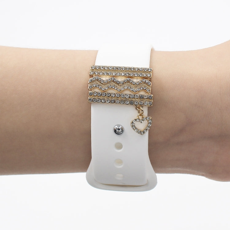 3pcs/set Smart Watch Silicone Strap Buckle Decoration Ring(Rose Gold) by bashfashion