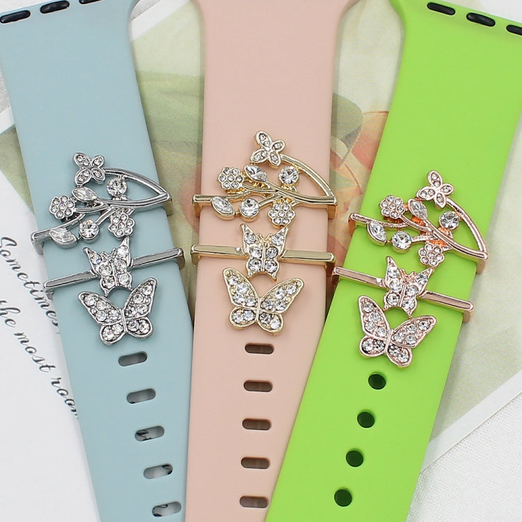3pcs/Set Smart Watch Silicone Watch Band Decorative Ring Butterfly Buckle Watch Band Decorations(1) by bashfashion