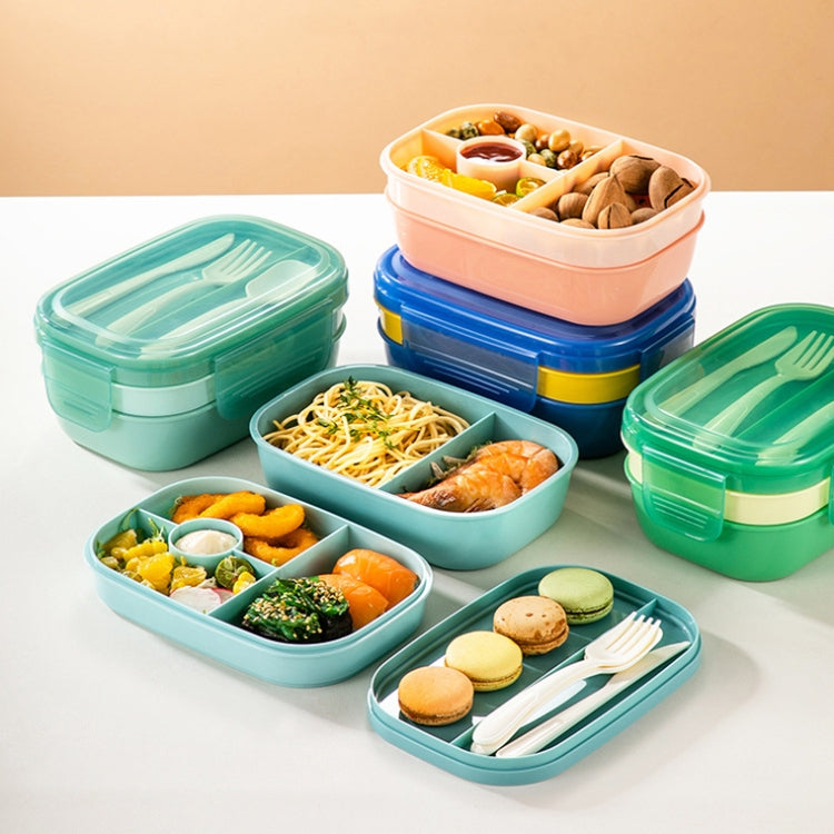 1900ML Large Capacity Microwave Children Sealed Compartment Lunch Box(Green) by bashfashion