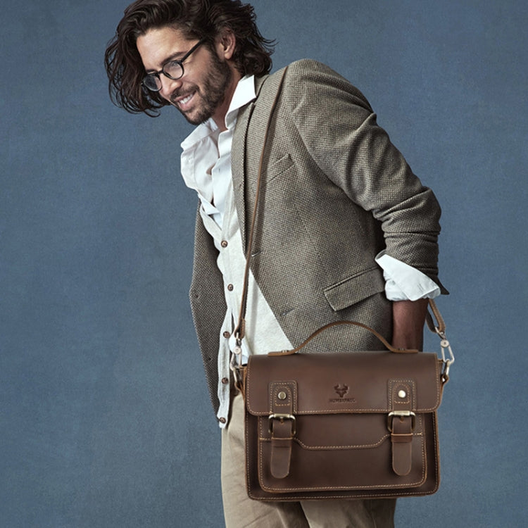 HUMERPAUL Leather Crossbody Bag Men Retro Shoulder Bag Commuter Men Small Square Bag(Coffee) by HUMERPAUL
