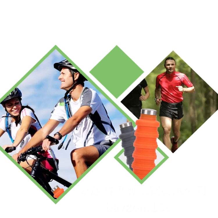 500ml Outdoor Sports Silicone Telescopic Cup Portable Foldable Travel Water Kettle(Black Handle Lid) by bashfashion