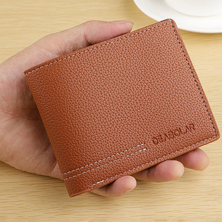 DEABOLAR Large-capacity Multi-card Men Short PU Leather Wallet(Brown) by DEABOLAR