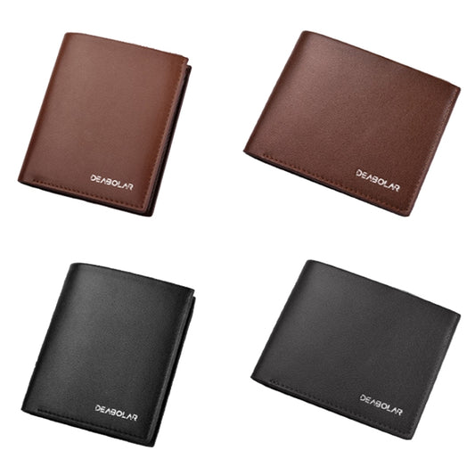 DEABOLAR Large-Capacity Multi-Card Men Short PU Leather Wallet(Black Vertical) by DEABOLAR