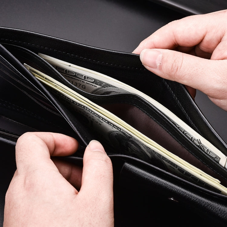 DEABOLAR Large-Capacity Multi-Card Men Short PU Leather Wallet(Black Vertical) by DEABOLAR