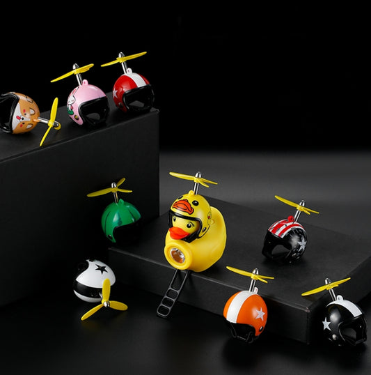Yellow Duck Bike Bell Handlebar Headlight Car Ornaments Cycling Accessories Helmets Decor(Dog Helmet) by bashfashion