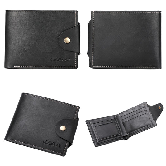 DEABOLAR Large-capacity Multi-card Slot PU Soft Leather Retro Short Wallet(Black) by DEABOLAR