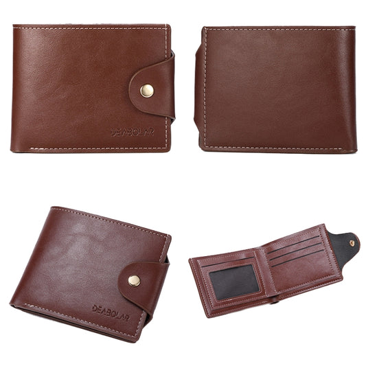 DEABOLAR Large-capacity Multi-card Slot PU Soft Leather Retro Short Wallet(Brown) by DEABOLAR