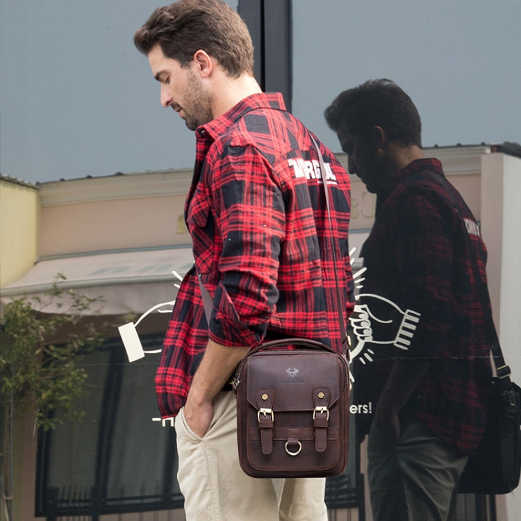 HUMERPAUL Men Shoulder Bag Retro Leather Crossbody Bag(Brown) by HUMERPAUL