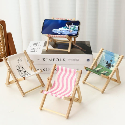 Wooden Craft Mini Desktop Ornament Photography Toys Beach Chair Phone Holder, Style: A by bashfashion