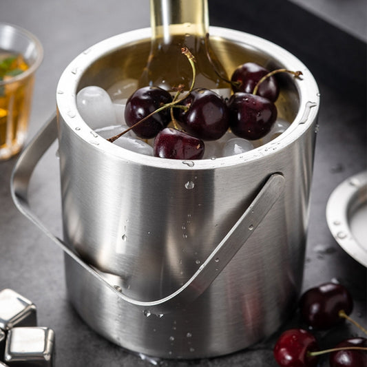 Double-Layer Portable Stainless Steel Ice Bucket Bar Champagne Beer Barrel(1.3L) by bashfashion